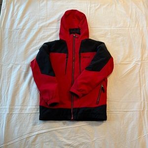Marmot Kids Winter Ski Jacket, 2 layer, attached hood, red & black size Large